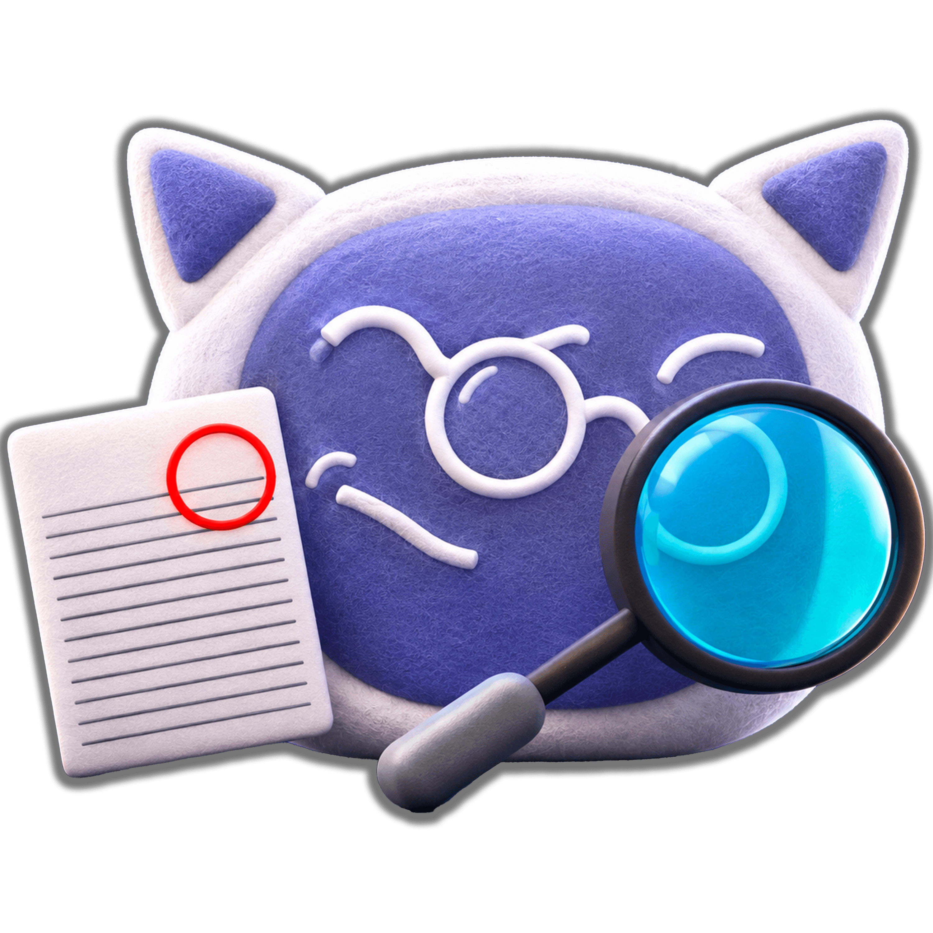Gato investigando tu caso con una lupa